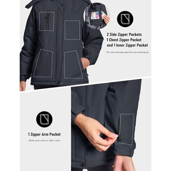 Women's Carbongrey Winter Coats Waterproof Snow Ski Jacket Warm Mountain - Picture 4 of 6